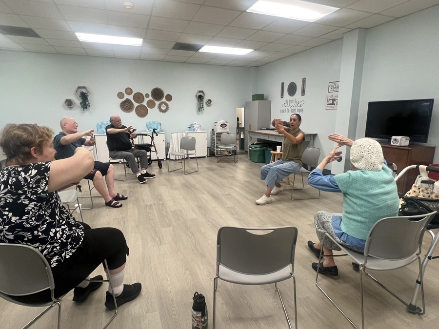 Boxing at a senior living community